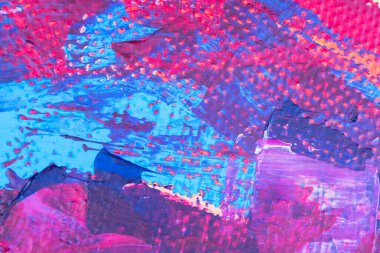 Çadır bezi arka planında soyut renkli yağlı boya resim. Modern sanat eserleri. Suluboya fon. Tuval üzerine yağlı boya fırça darbeleri. Çağdaş resim dokusu