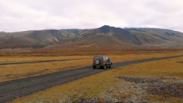 Veduta Aerea Jeep Guida Islanda Destinazione Viaggio Popolare Percorso Viaggio — Video Stock