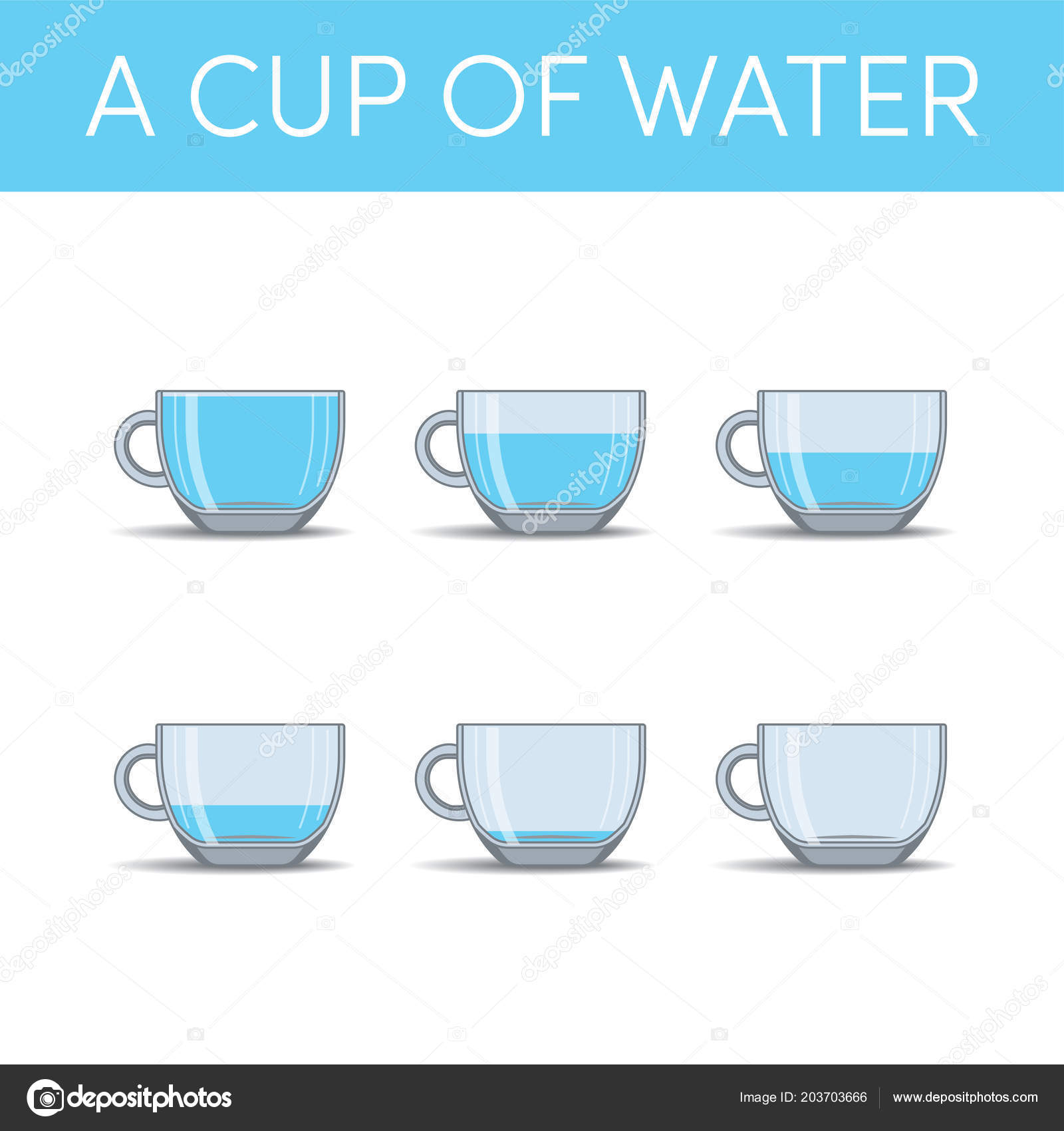 Cups Water Vector Set Simple Icons Cartoon Style Different Levels Stock Vector Image By C Marina Ua