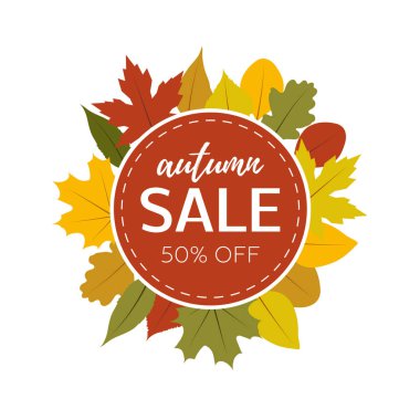 Sonbahar indirim el ilanı tasarımı. Sonbahar satış metin. Vektör çizim.