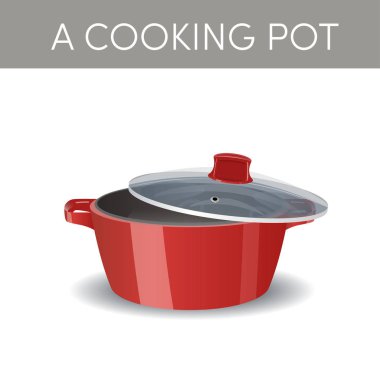Bir açık cam kapak, vektör simgesi ile pişirme pan