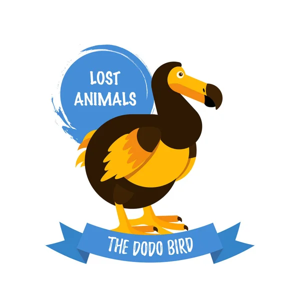Vectorillustratie Van Dodo Vogel Schattig Karakter Eenvoudige Vlakke Stijl Verloren — Stockvector