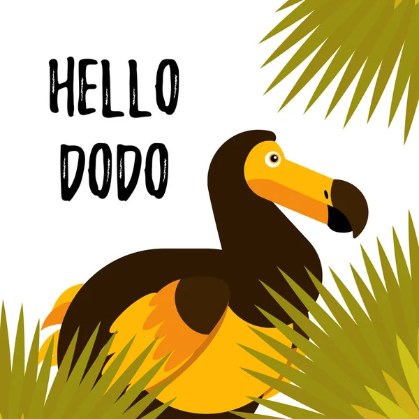 Vectorillustratie Van Dodo Vogel Schattig Karakter Eenvoudige Vlakke Stijl Hallo — Stockvector