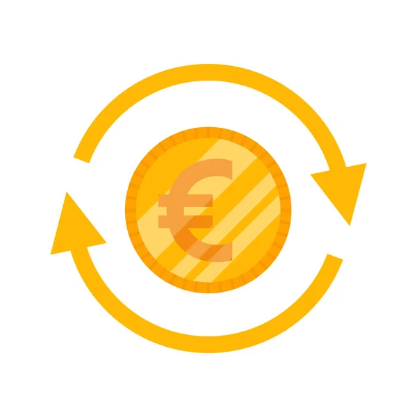 Simple Euro Icon Flat Style Currency Exchange Concept — Stock Vector
