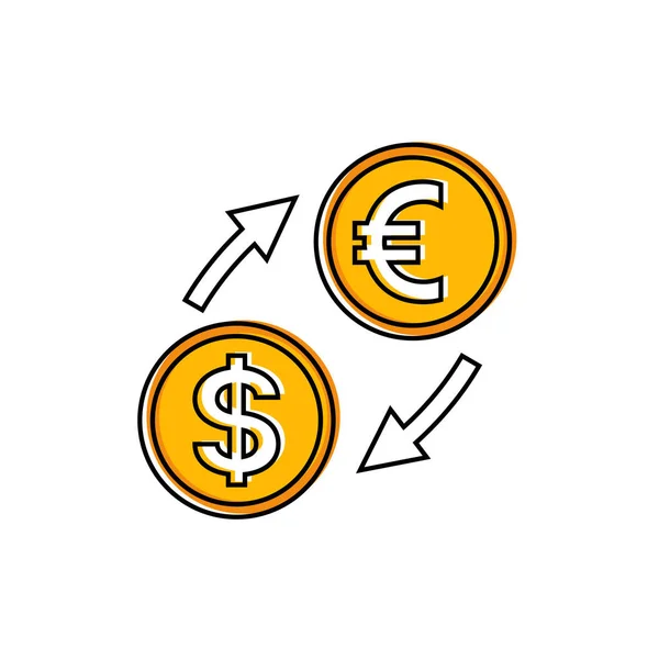 简单的欧元和美元图标的扁平风格 货币兑换概念 — 图库矢量图片