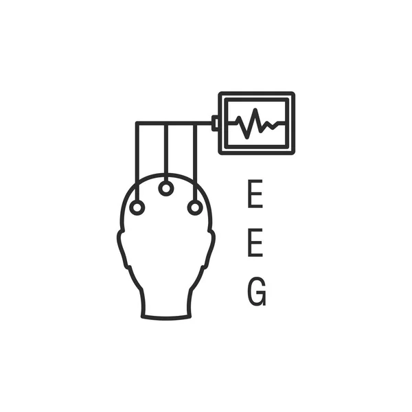 Icono Línea Vectorial Electroencefalografía Medición Ondas Cerebrales Cabeza Humana Tapa — Archivo Imágenes Vectoriales