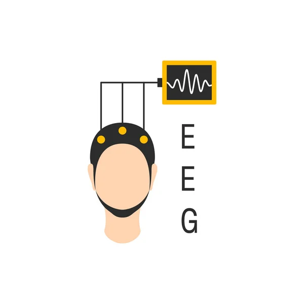 Elektroencefalografi Vektor Ikonen Hjärnan Våg Mätning Mänskliga Huvudet Eeg Cap Vektorgrafik