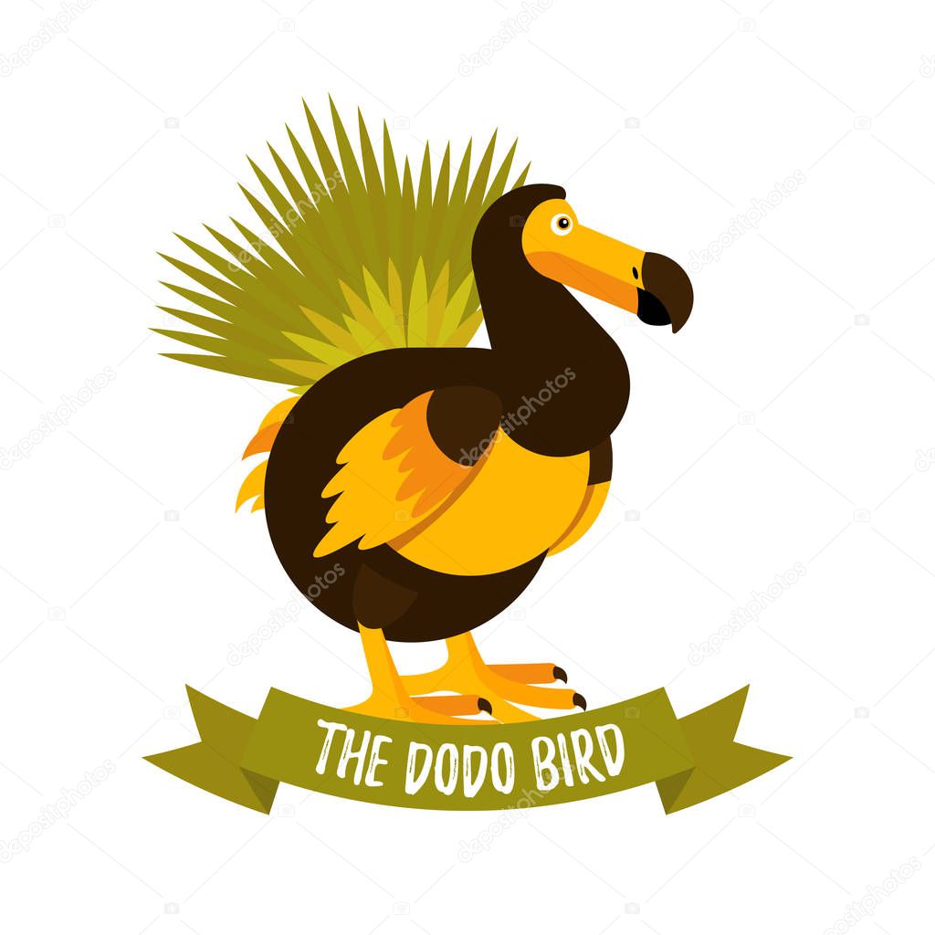 Vector illustration of the Dodo bird. Cute character in simple flat style