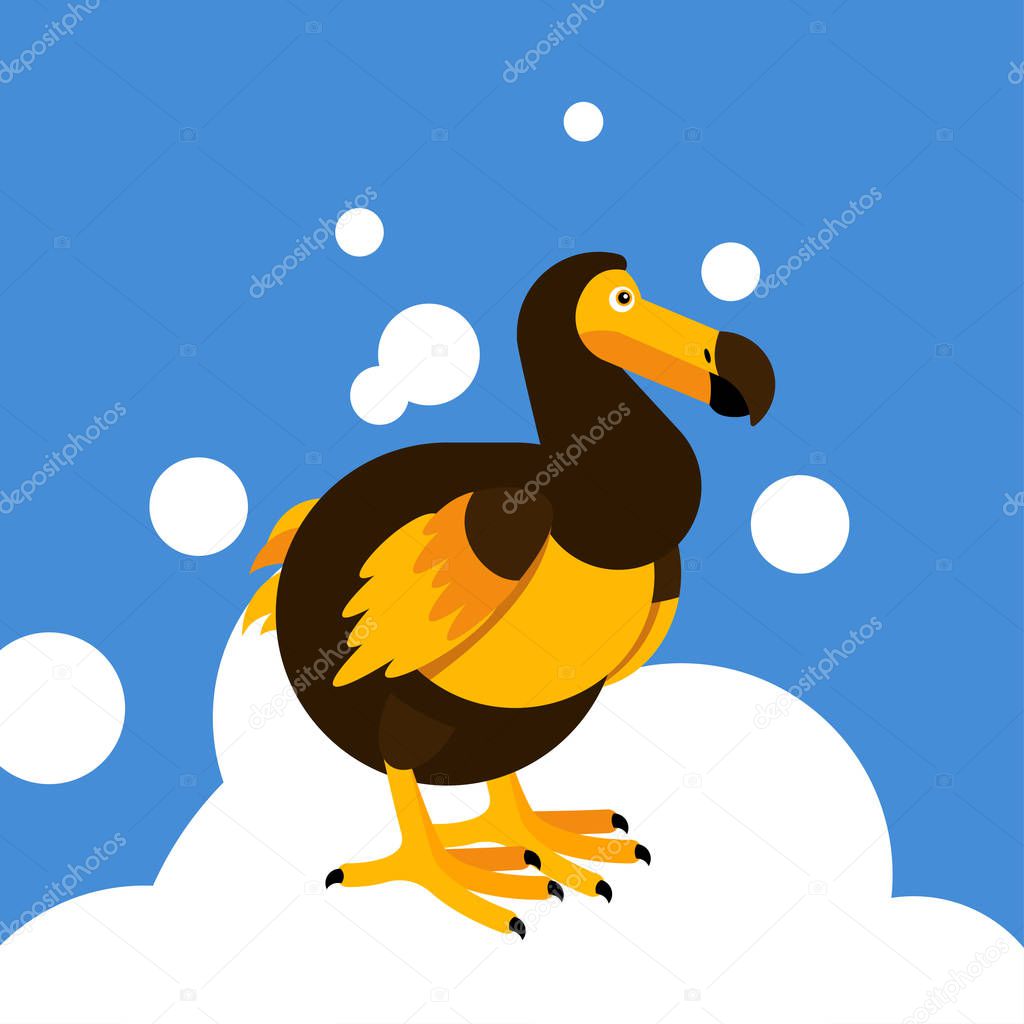 Vector illustration of the Dodo bird. Cute character in simple flat style