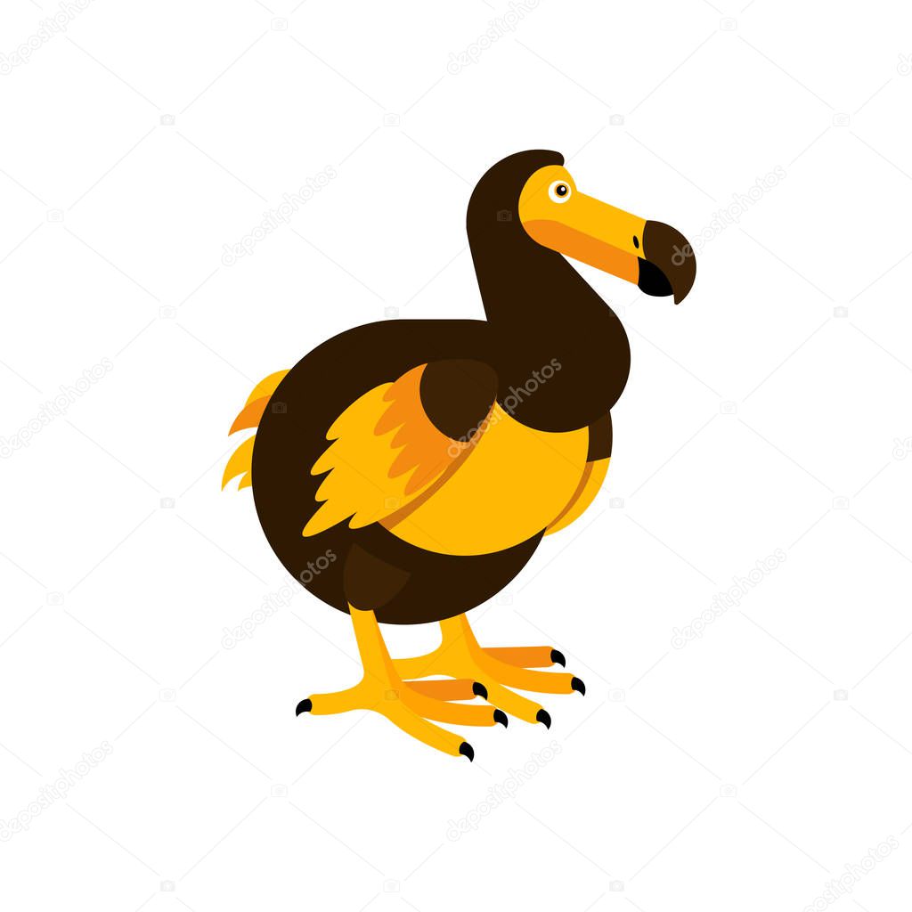 Vector illustration of the Dodo bird. Cute character in simple flat style