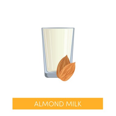 Badem sütü vektör simgesi. Non-süt süt kavramı