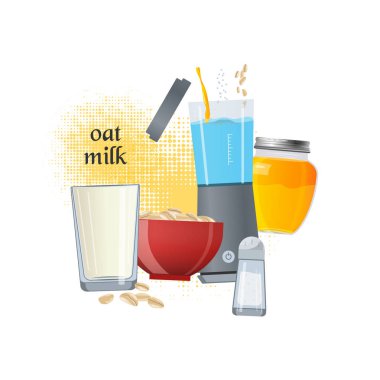 Yulaf sütü vektör kavramı. Maddeler yapılan kompozisyon