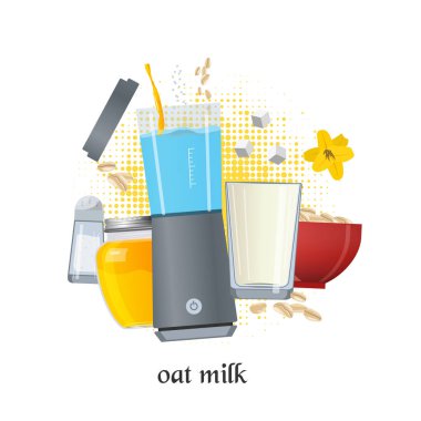 Yulaf sütü vektör kavramı. Maddeler yapılan kompozisyon