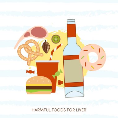 Vektör karikatür çizim bir karaciğer için harmul gıda.