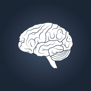 Bir insan beyni profil görünümü. Basit vektör çizim.