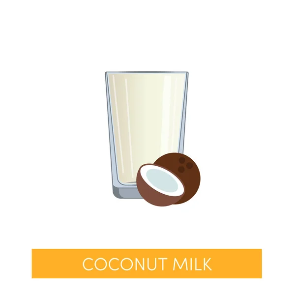 Kokosmelk Vector Pictogram Niet Zuivel Melk Concept — Stockvector