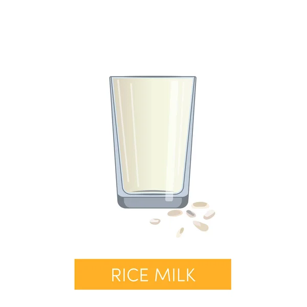 Rijst Melk Vector Pictogram Niet Zuivel Melk Concept — Stockvector