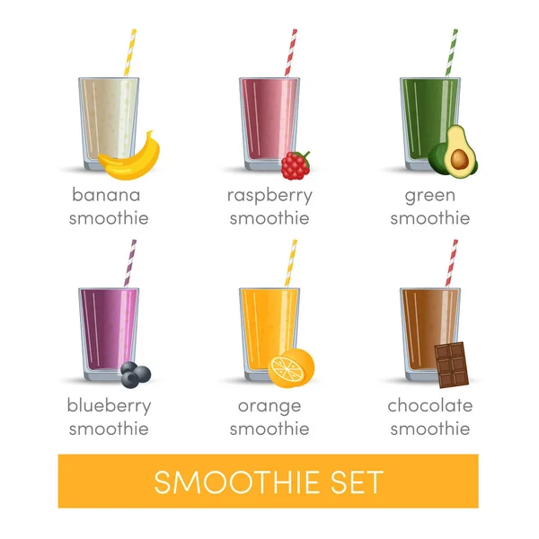 Set Glasses Smoothie Vector — Stock Vector