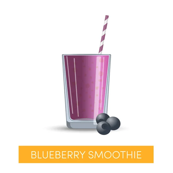 Blueberry Smoothie Glass Vector — Stock Vector