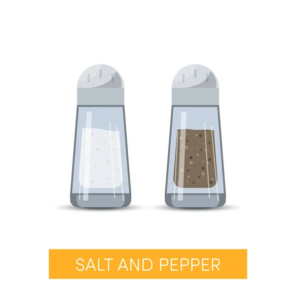 Salt Och Peppar Vector Ikoner Glas Shakers Platt Stil — Stock vektor