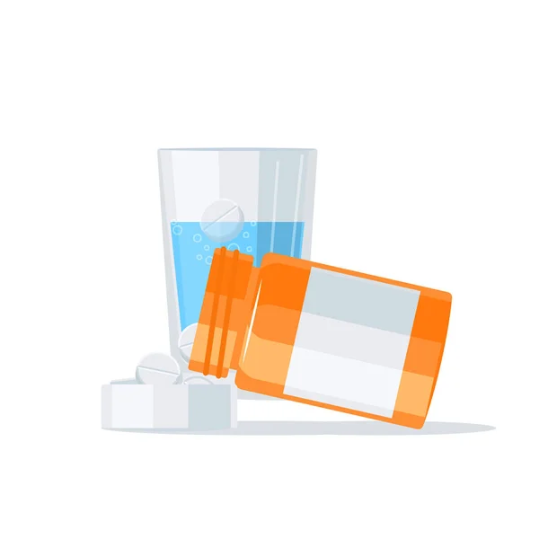 Concepto Vectorial Medicamentos Fármacos Saliendo Del Frasco Píldora Tapa Vaso — Vector de stock