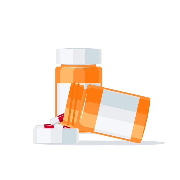 Medicijnen Vector Concept Drugs Uit Pil Fles Gieten Het Deksel — Stockvector