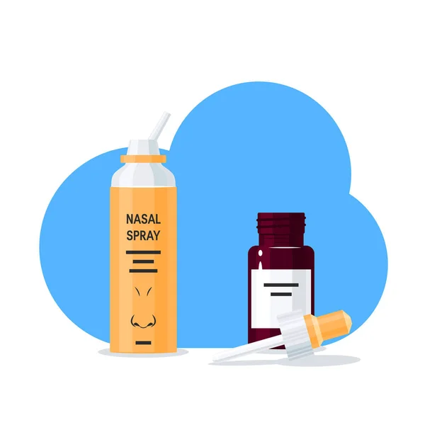 Nasal Drops Spray Bottles Vector Illustration — Stock Vector