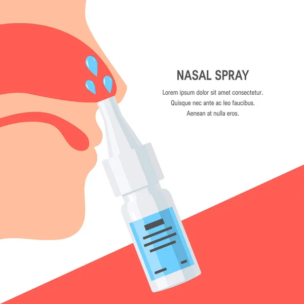 Concetto Vettore Dello Spray Nasale Modello Pubblicità Banner Web Vettoriale Stock