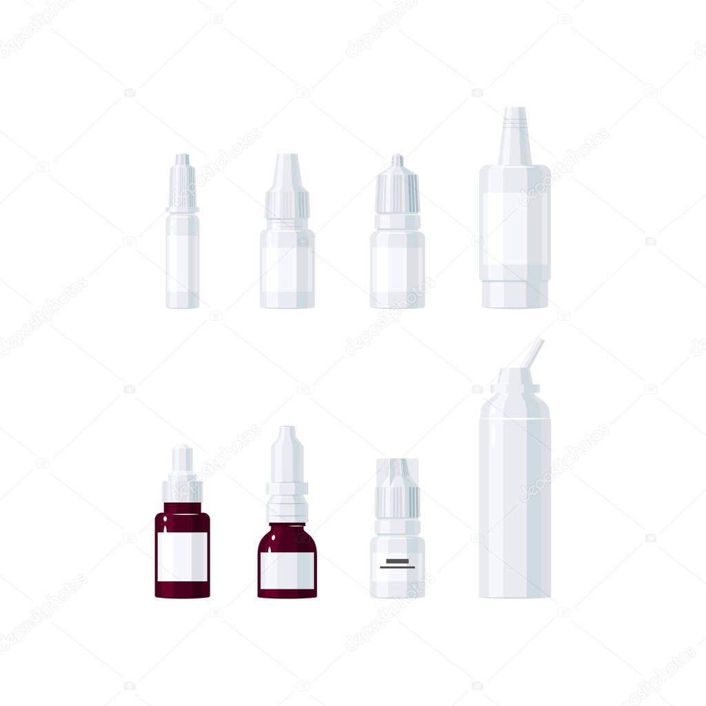 Medicine vector concept. Eye drops and nasal sprays in flat style