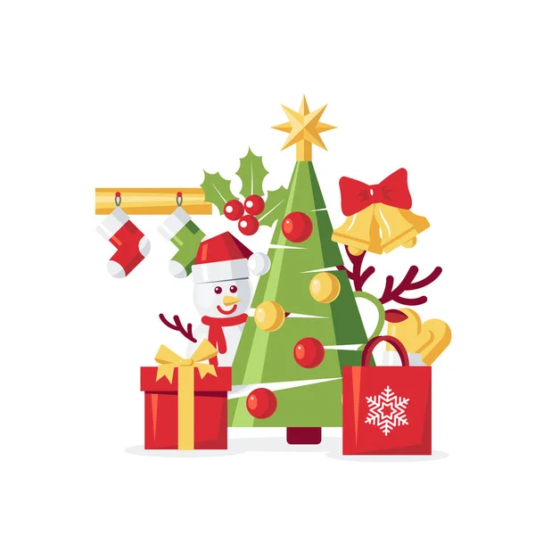 Simple vector Christmas design in flat style — Stock Vector