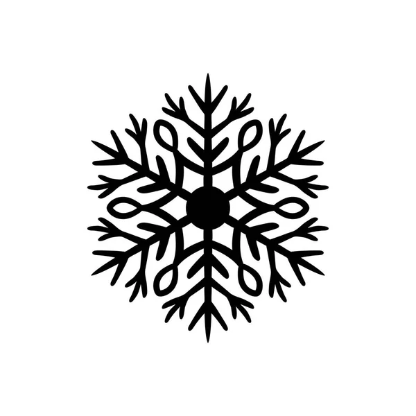 Einfache schwarze handgezeichnete Ikone einer Schneeflocke — Stockvektor