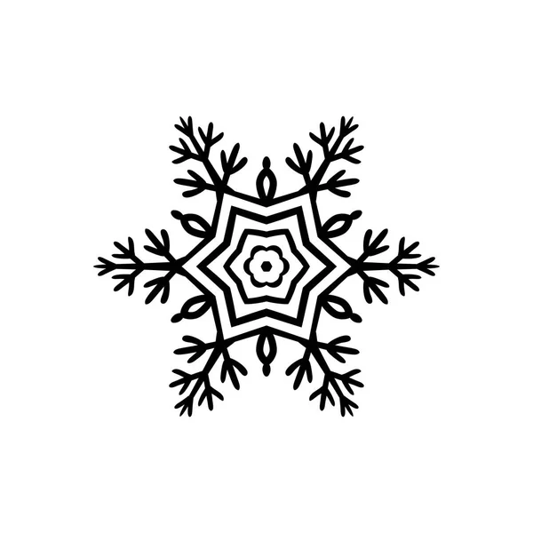 Icono de mano libre negro simple de un copo de nieve — Vector de stock