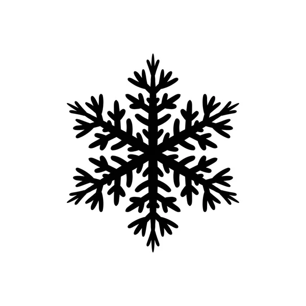 Icona nera semplice a mano libera di un fiocco di neve — Vettoriale Stock
