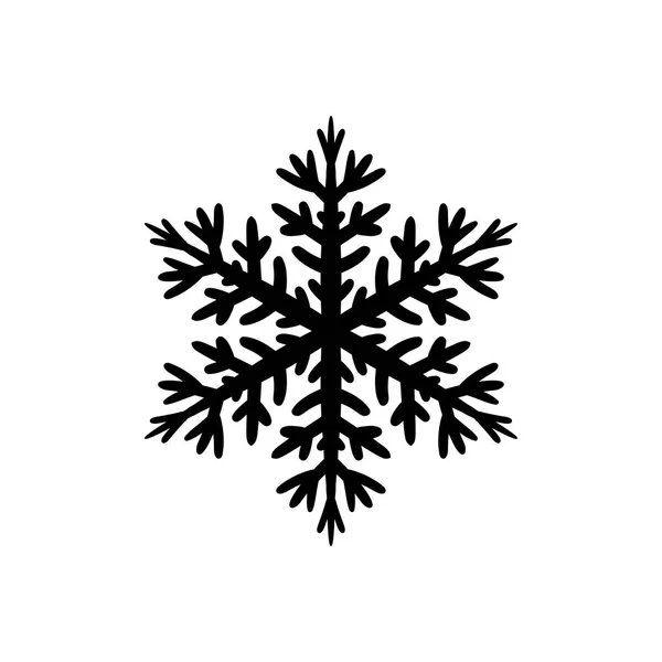 Icono de mano libre negro simple de un copo de nieve — Vector de stock