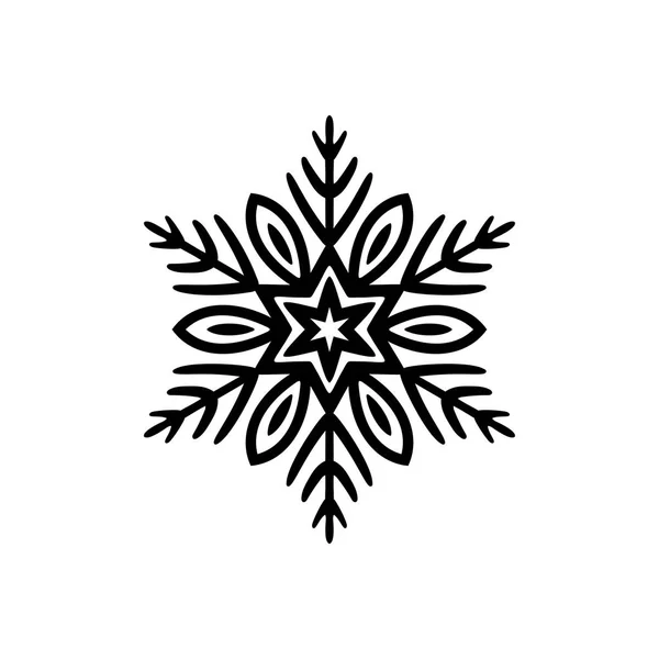 Icono de mano libre negro simple de un copo de nieve — Vector de stock