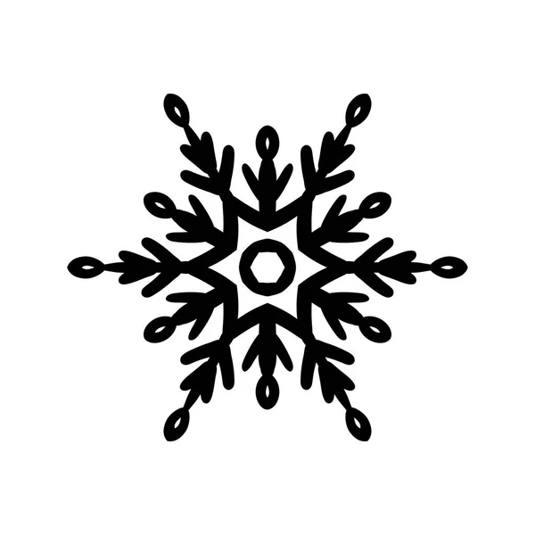 雪の結晶のシンプルな黒のフリーハンド アイコン — ストックベクタ