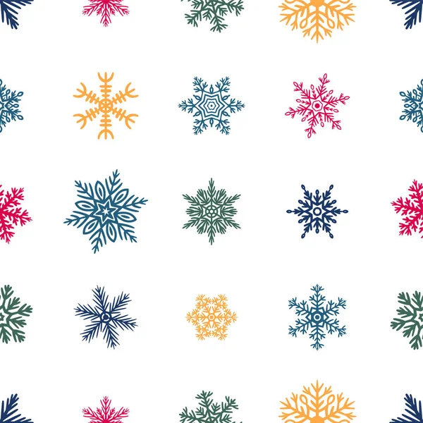 Simple seamless pattern with hand drawn snowflakes — Stock Vector