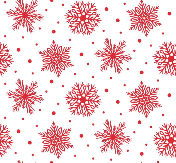 Einfaches nahtloses Muster mit handgezeichneten Schneeflocken — Stockvektor