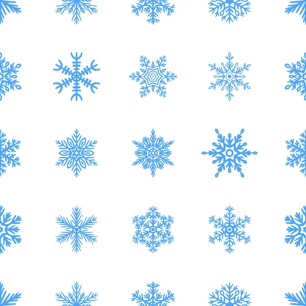 Modèle simple sans couture avec des flocons de neige dessinés à la main — Image vectorielle