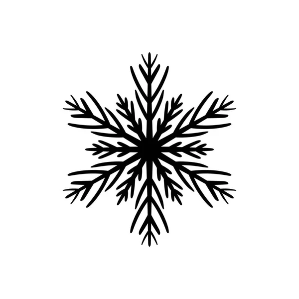 Icono simple dibujado a mano en negro de un copo de nieve — Vector de stock