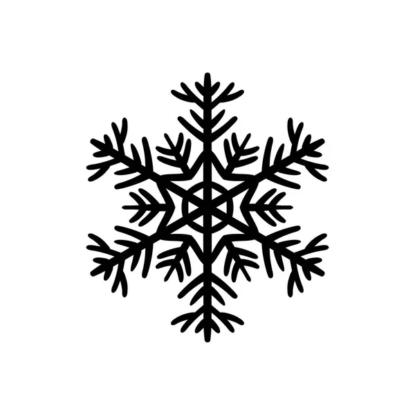 Simple icône noire dessinée à la main d'un flocon de neige — Image vectorielle