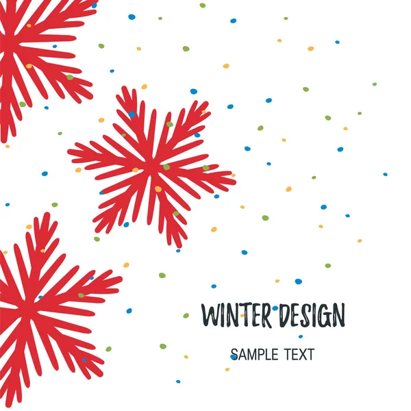 Cartão de Natal com floco de neve desenhado à mão, vetor —  Vetores de Stock