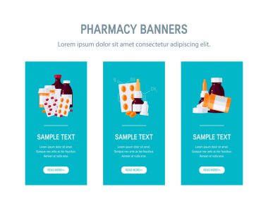 Medicine template for web banners in flat style clipart
