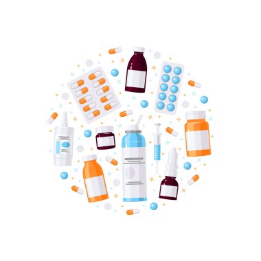 İlaç şişeleri vektör kavramında düz stil