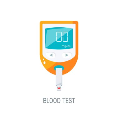 Blood glucose monitor, vector icon in flat style clipart