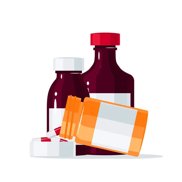 Φαρμακείο μπουκάλια διάνυσμα έννοια σε στυλ επίπεδη — Διανυσματικό Αρχείο