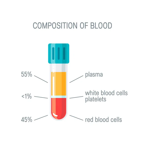 Sammansättningen av blod koncept, platt vektor concept — Stock vektor