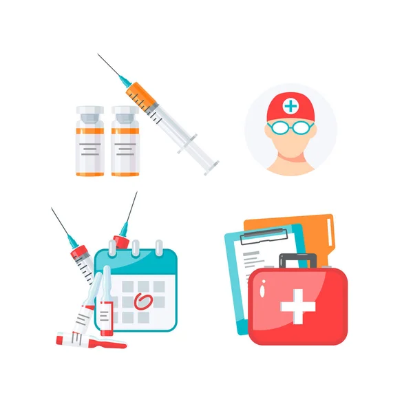 Medicina ítems vector concepto en estilo plano — Vector de stock