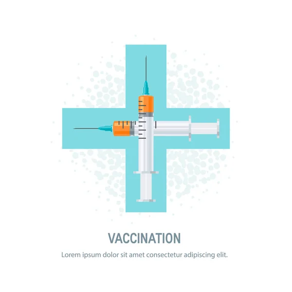 Concepto de vacunación, imagen vectorial en estilo plano — Vector de stock