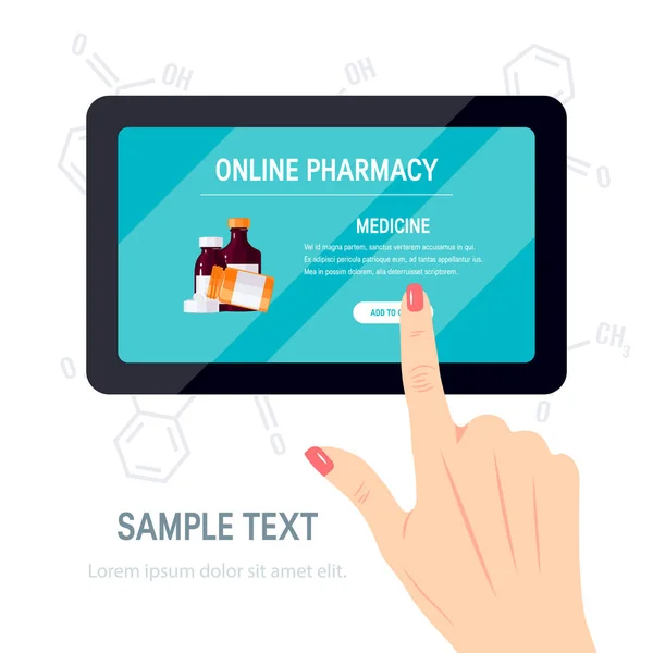 Concepto de vector de farmacia en línea en estilo plano — Vector de stock